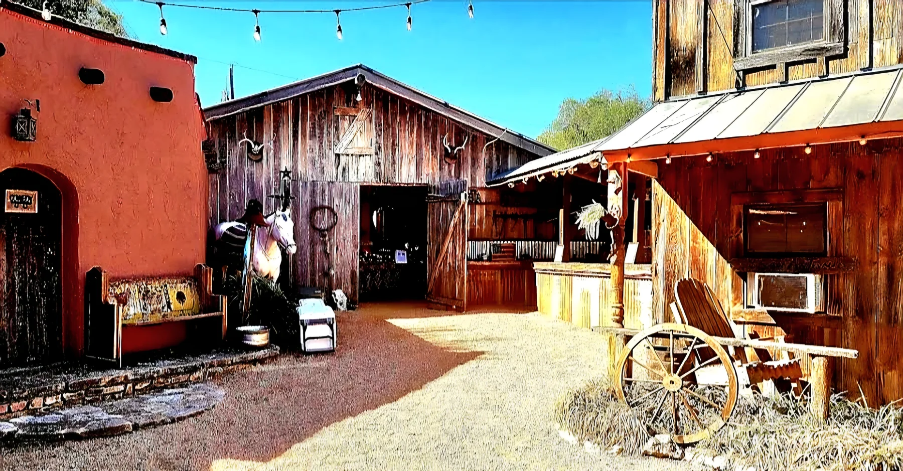 Rustic western town walkway at Chisholm Trail Rustic Venue